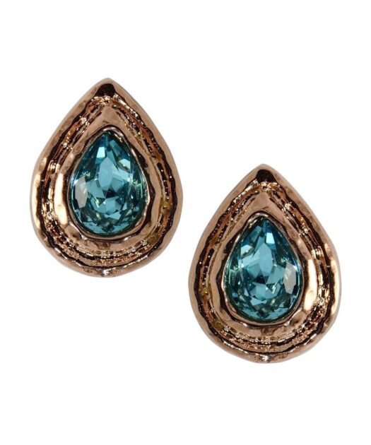 Pendientes pequeños oro vintage azules con Swarovski Elements
