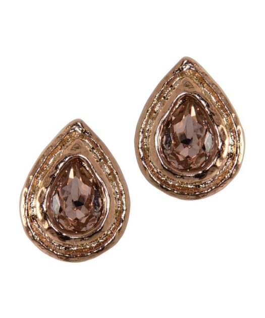 Pendientes pequeños oro vintage marrones con cristales de Swarovski