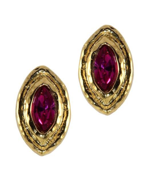 Pendientes pequeños plata dorada morados con cristales Swarovski