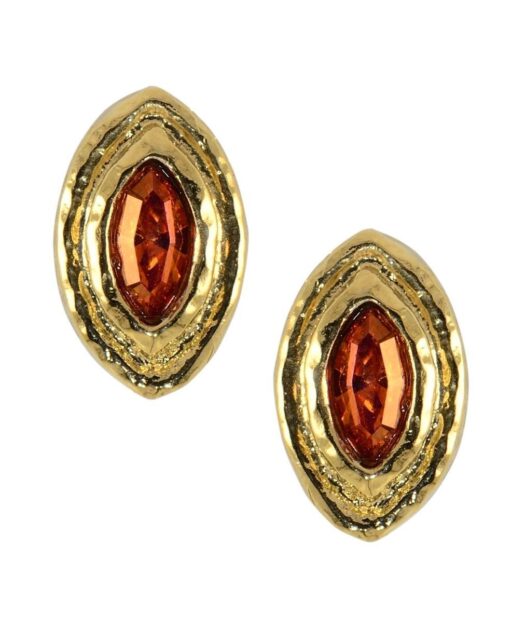 Pendientes pequeños plata dorada naranjas con Swarovski Elements