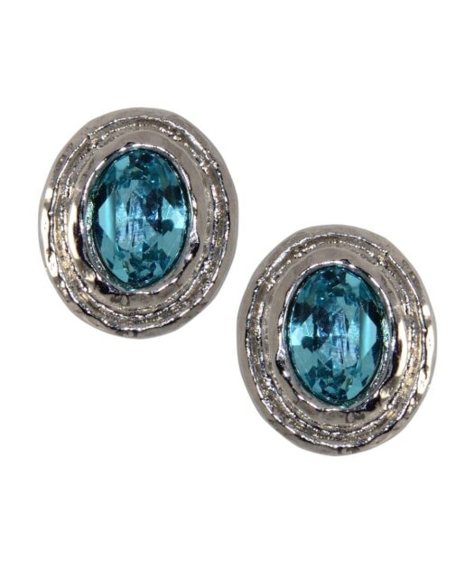 Pendientes pequeños plata rodinada azules con cristales Swarovski