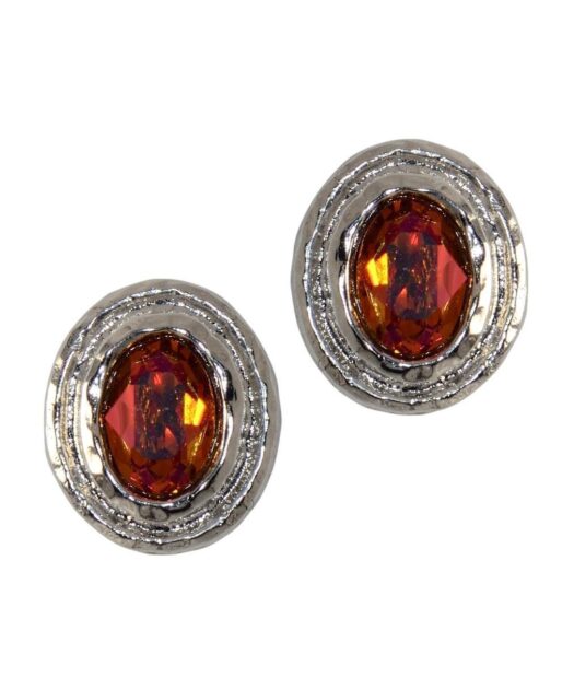 Pendientes pequeños plata rodinada naranjas con Swarovski Elements