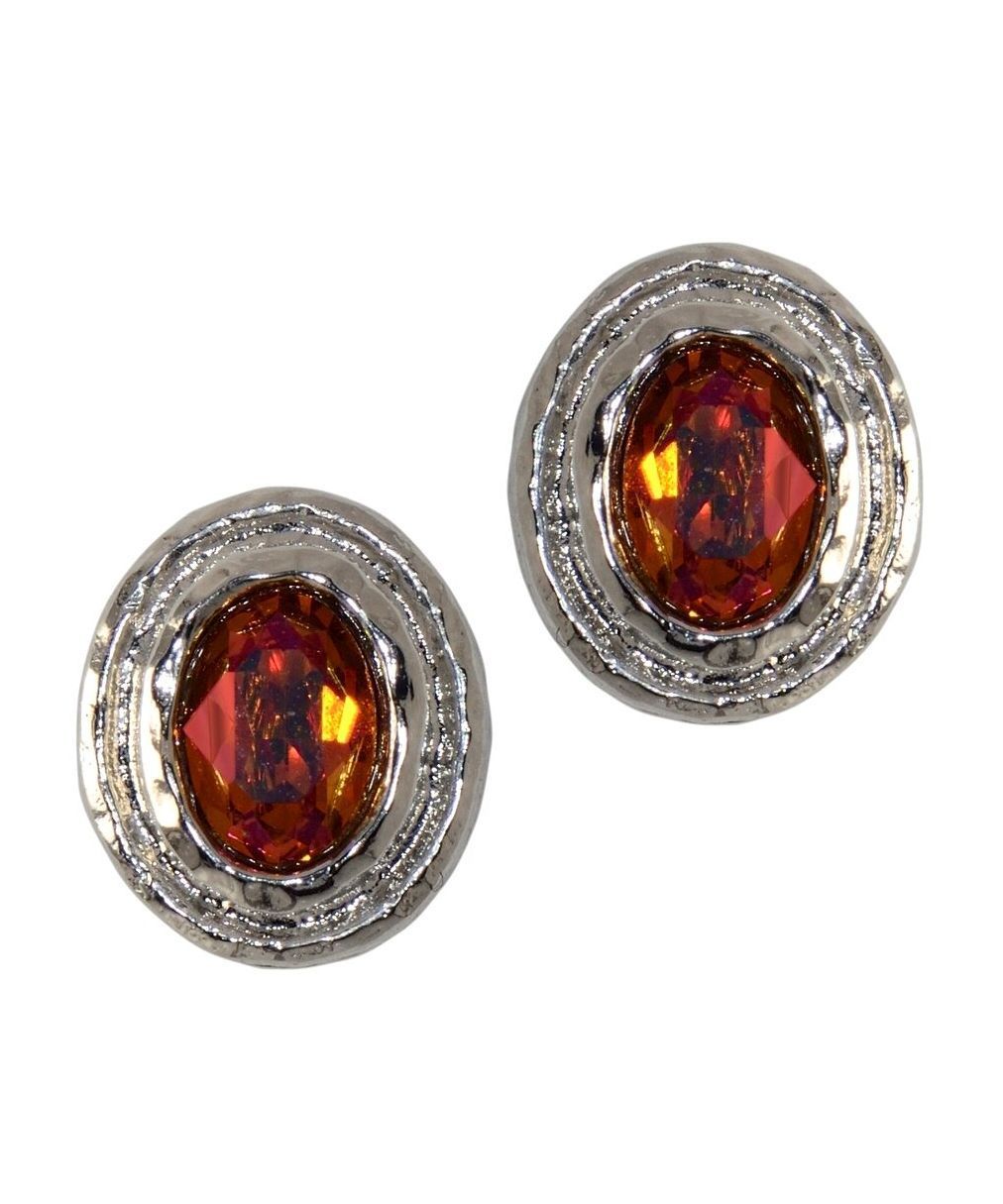 Pendientes pequeños plata rodinada naranjas con Swarovski Elements