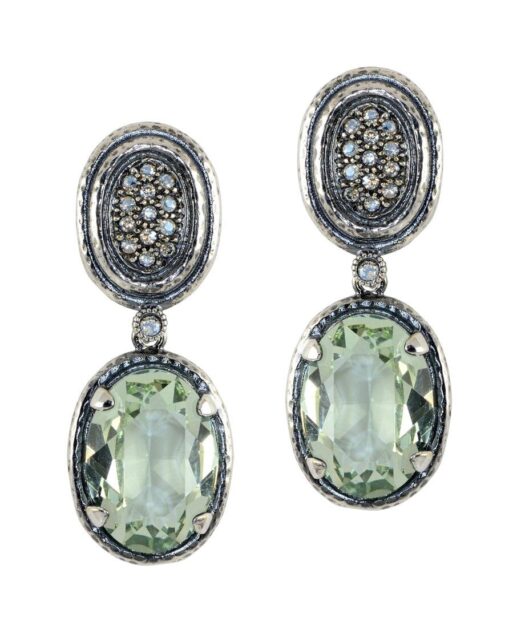 Pendientes plata con cristales Swarovski verdes de plata de primera ley