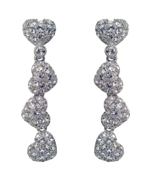 Pendientes plata corazones de plata con cristales Swarovski