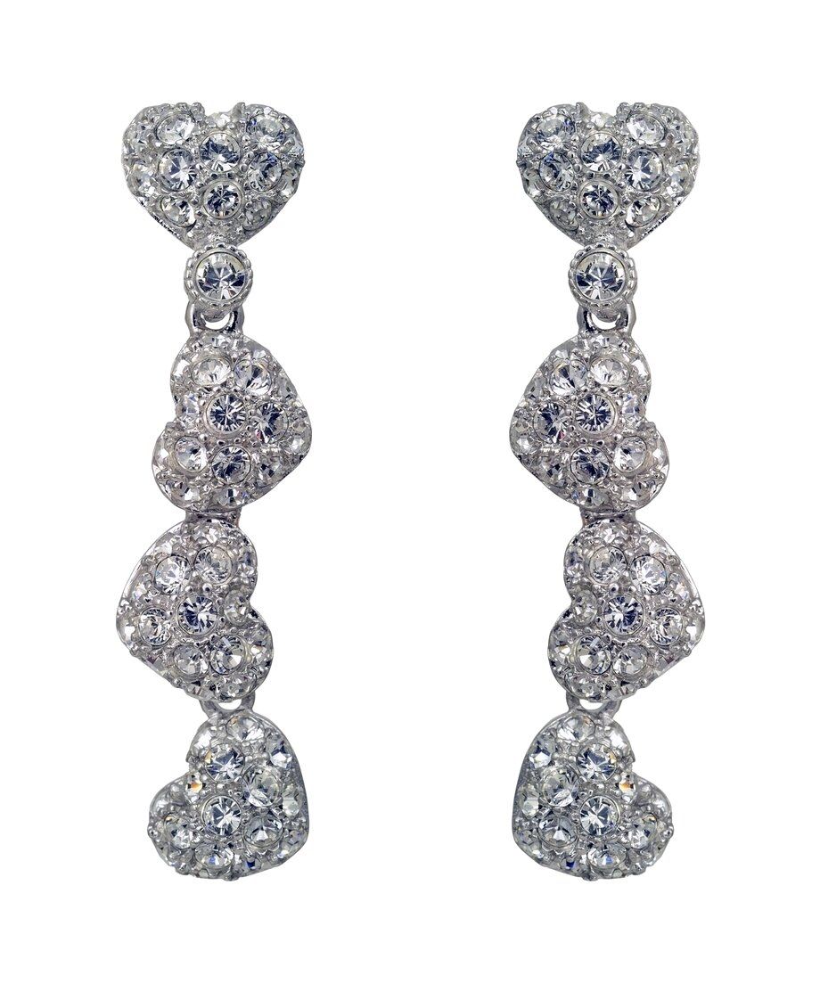 Pendientes plata corazones de plata con cristales Swarovski