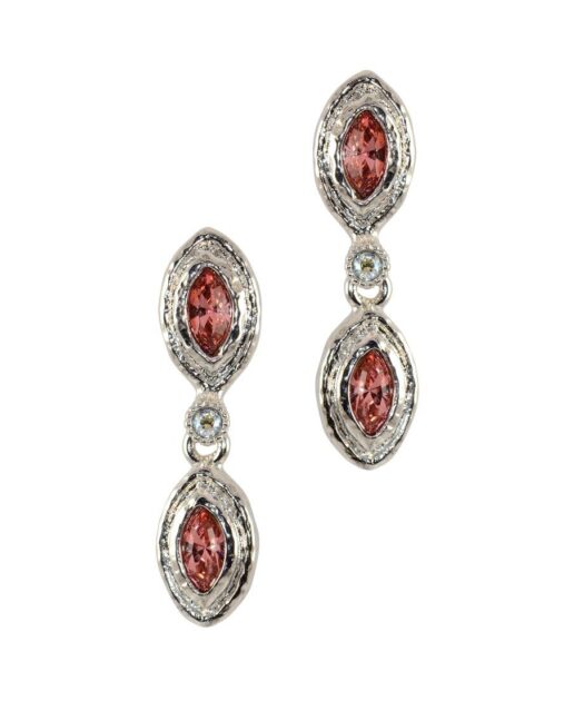 Pendientes plata dobles cristales rojos con Swarovski Elements