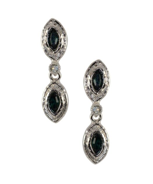 Pendientes plata dobles negros con Swarovski Elements