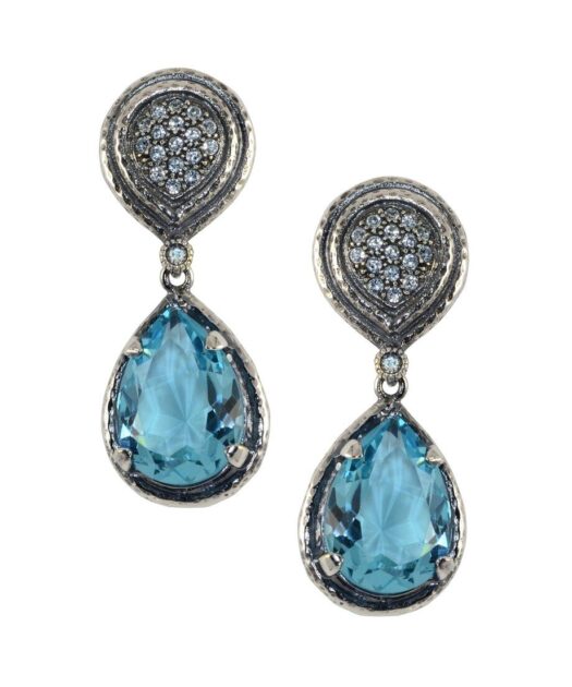 Pendientes plata rodinada cristales azules de Swarovski