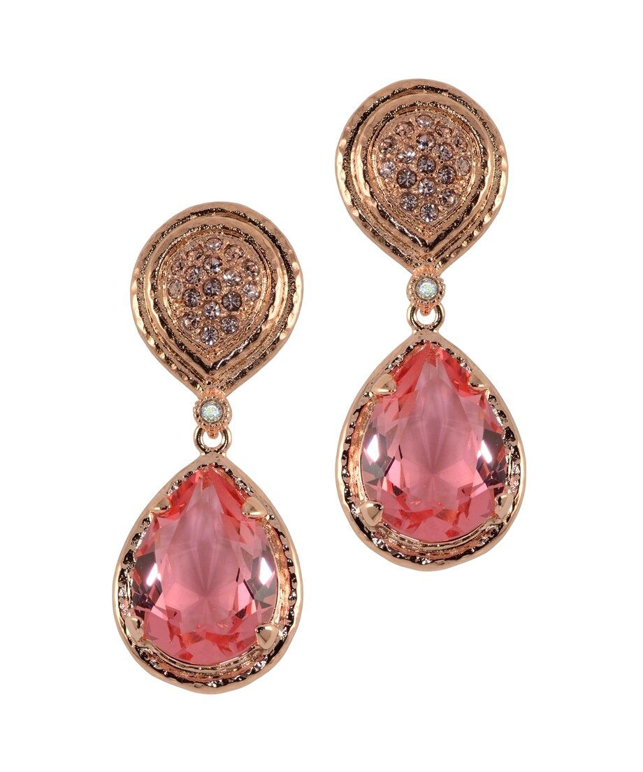 Pendientes plata rosa cristales rosas de Swarovski