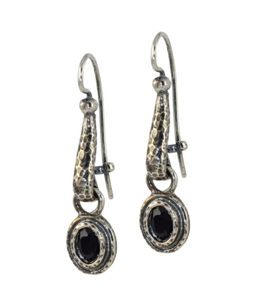 Pendientes plata vieja de gancho con cristales de color negro