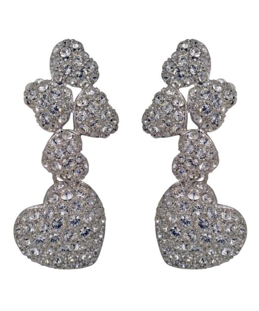 Pendientes Swarovski Elements corazón de plata rodinada