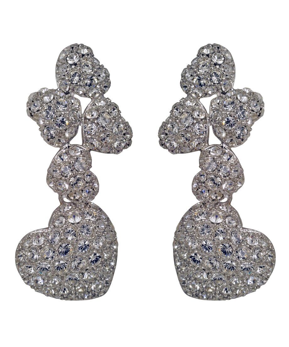 Pendientes Swarovski Elements corazón de plata rodinada