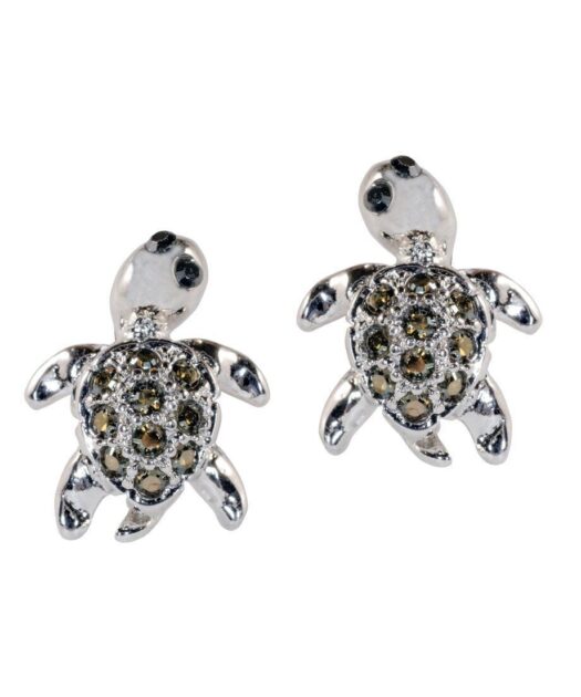 Pendientes Tortuga de plata rodinada y cristales de Swarovski en diversos colores
