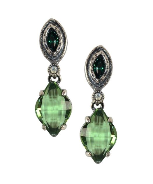 Pendientes verdes plata vieja con Swarovski Elements