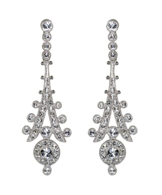 Pendientes vintage boda de plata de ley rodinada con cristal Swarovski