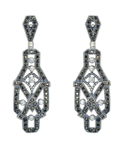 Pendientes vintage en tonos oscuros de plata de ley con Swarovski Elements