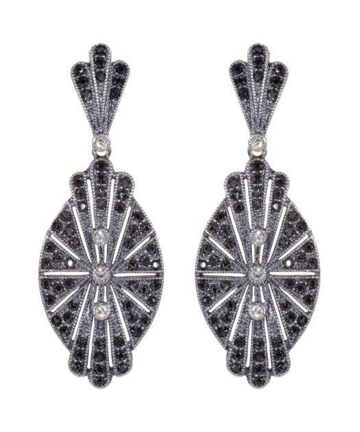 Pendientes vintage largos de plata de ley con cristales oscuros