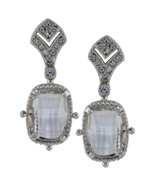 Pendientes vintage plata de ley rodinada con cristales blancos brillantes
