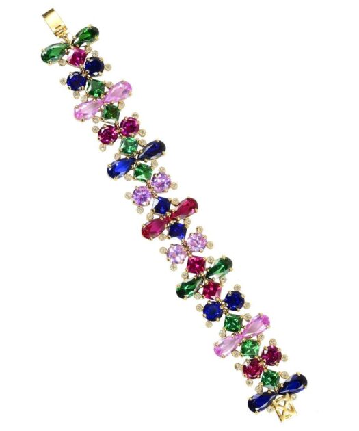 Pulsera circonitas de varios colores fabricada en plata
