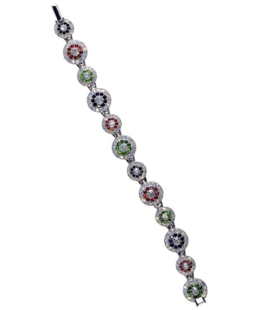 Pulsera círculos de colores de plata con cristales Swarovski