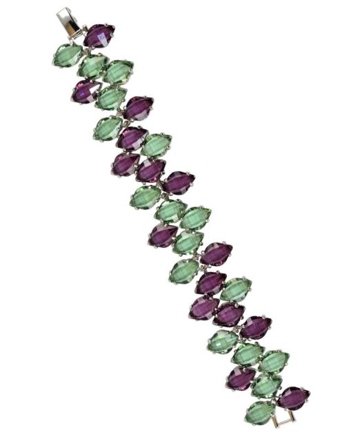 Pulsera con cristales facetados Swarovski de plata bañada en rodio