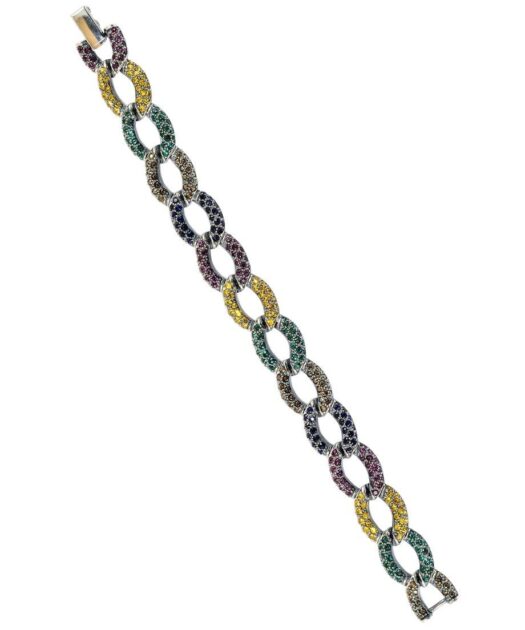 Pulsera eslabones Swarovski Elements de plata de ley rodinada
