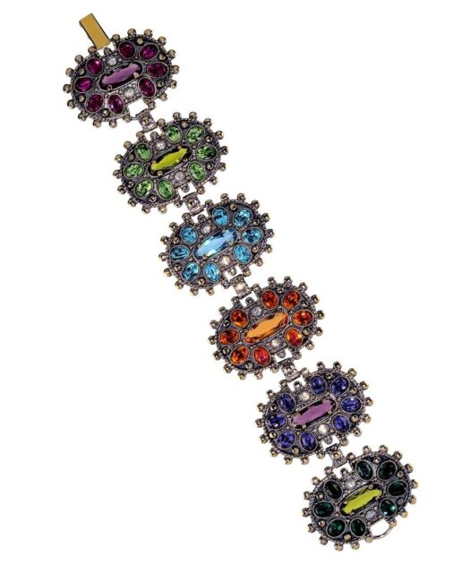 Pulsera étnica de colores de plata de ley con baño de oro