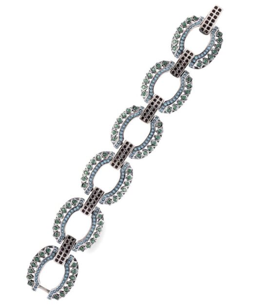 Pulsera étnica de plata con cristales Swarovski en tonos mate