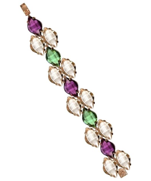 Pulsera facetada de plata bañada en oro con cristales Swarovski