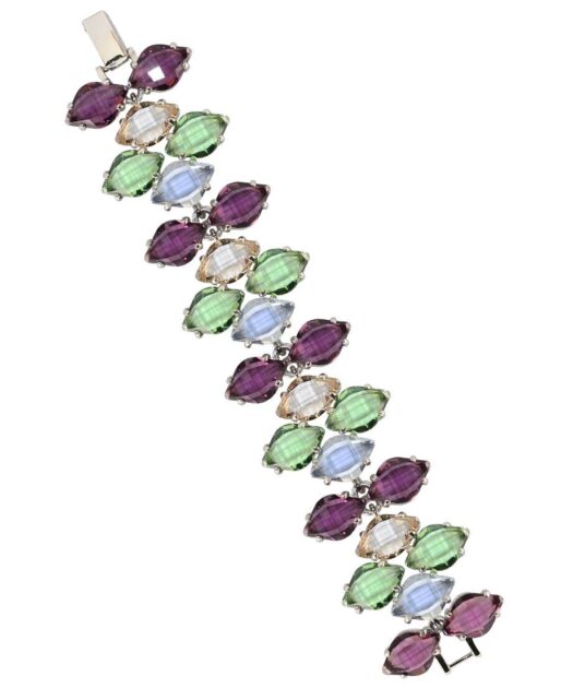 Pulsera facetada con Swarovski Elements de colores en plata rodinada