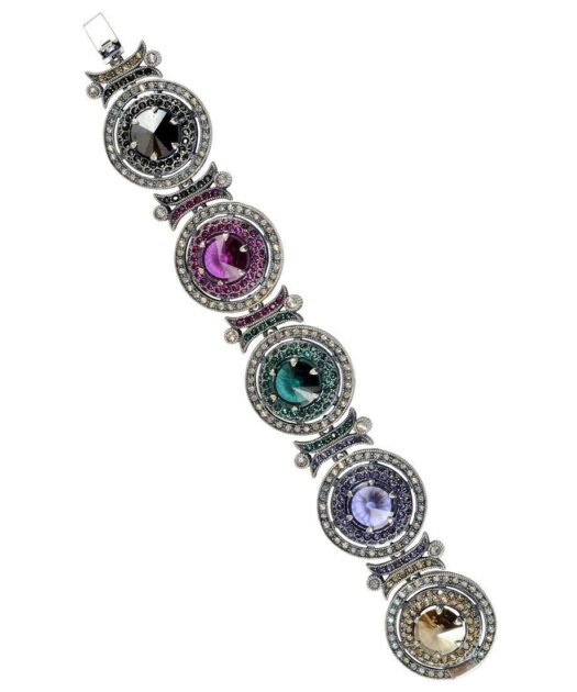 Pulsera plata círculos de colores con Swarovski Elements