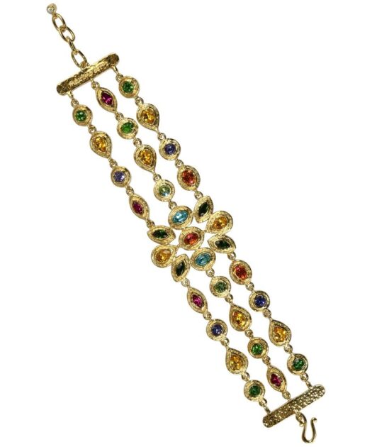 Pulsera plata dorada Swarovski multicolor y cierre de gancho