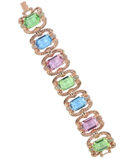 Pulsera plata rosa Swarovski Elements de plata de primera ley