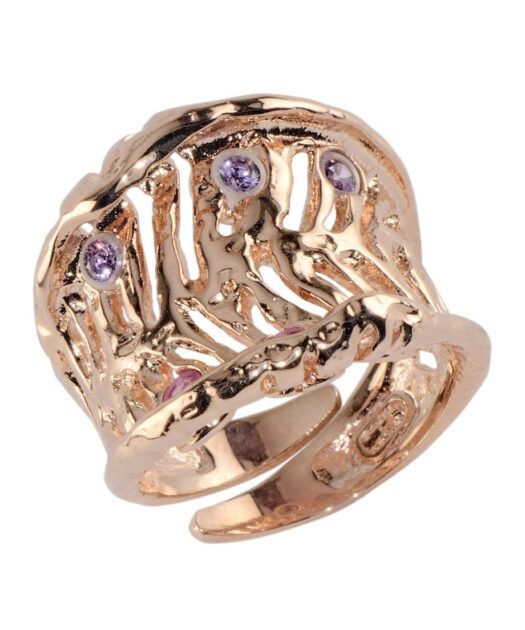 Sortija rosa de bronce con cristales Swarovski