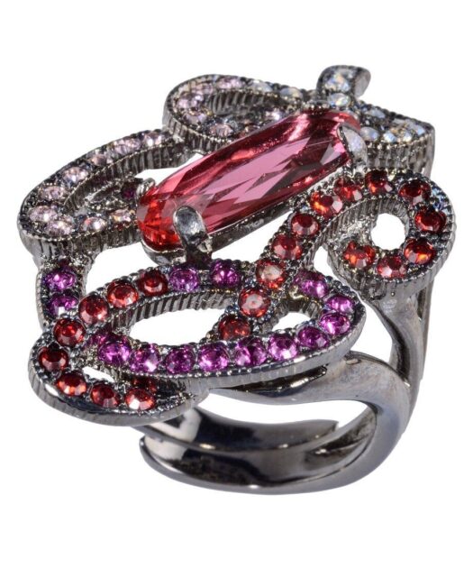Anillo filigrana con Swarovski Elements de plata bañada en rutenio