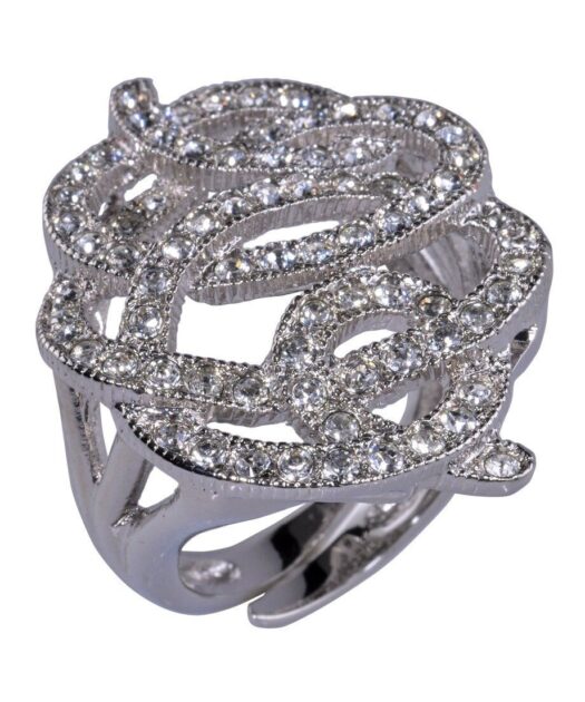 Anillo filigrana de plata rodinada con cristal Swarovski