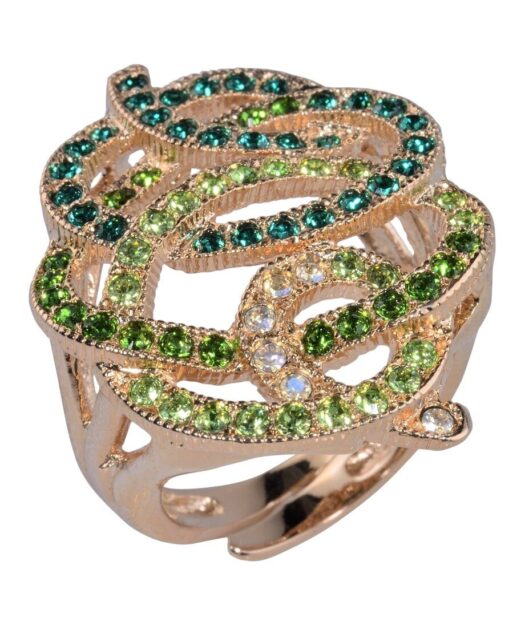 Anillo filigrana verde y rosa de plata de ley con Swarovski Elements