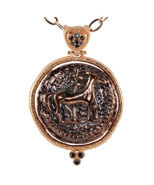 Colgante moneda plata con un baño de oro rosa 18 K