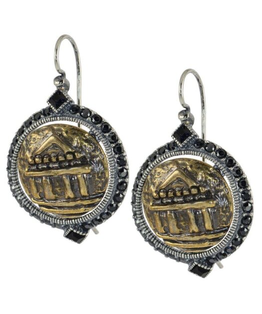 Pendientes de gancho con moneda de bronce en plata de ley