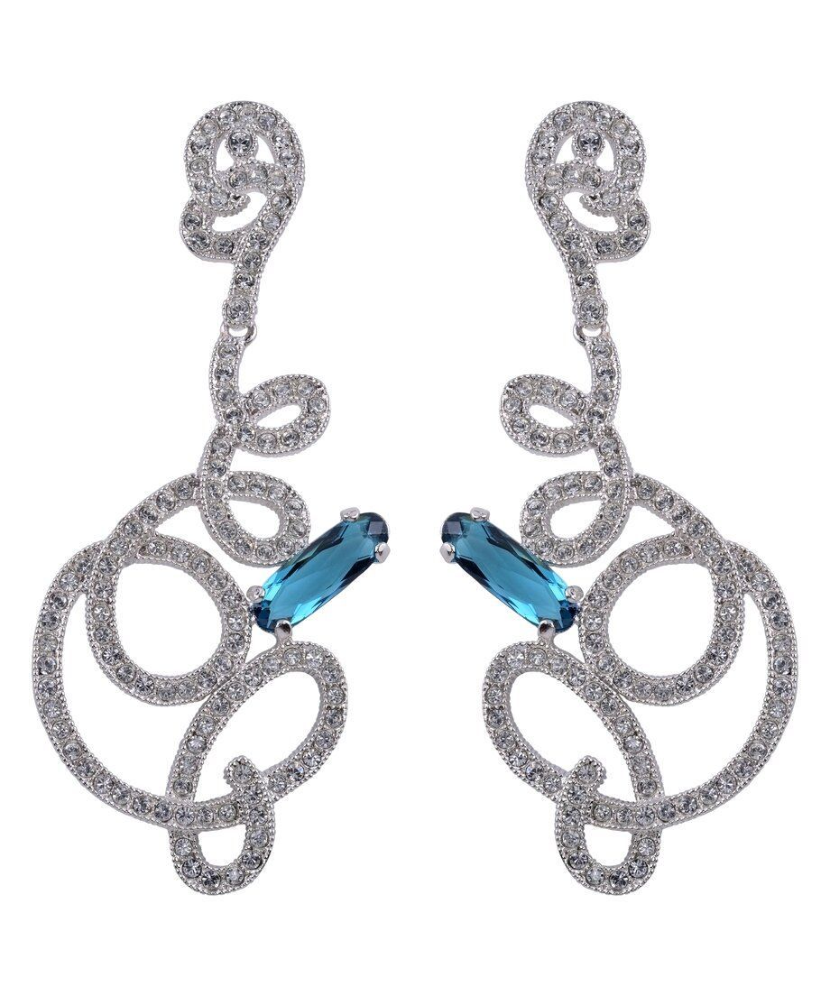 Pendientes filigrana con cristal azul de plata rodinada con cierre omega Pendientes filigrana con cristal azul de plata rodinada con cierre omega