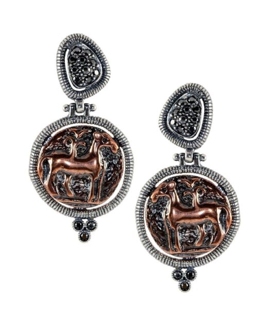 Pendientes monedas y Swarovski Elements de plata de ley y bronce