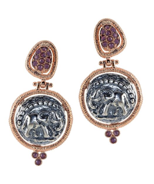 Pendientes plata con monedas de bronce de elefantes