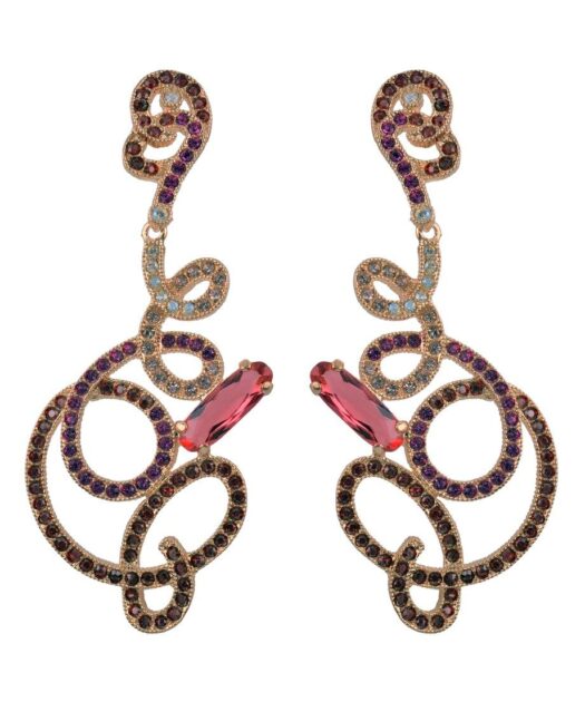 Pendientes rosas de filigrana en plata de ley con cristal Swarovski