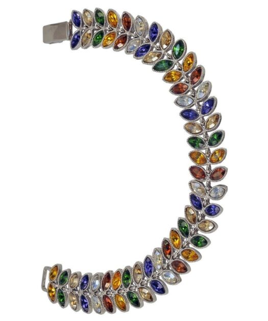 Pulsera de plata con cristales Swarovski de colores y un baño de rodio