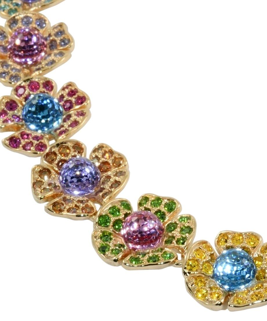Collar de flores con Swarovski Elements multicolor de plata de primera ley bañada en oro amarillo de la colección exclusiva de Máximo Betro.