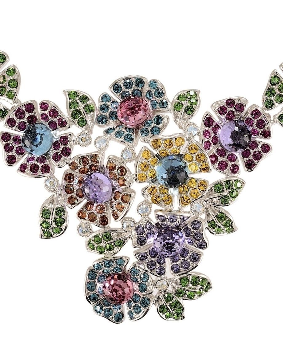 Collar de flores con Swarovski Elements multicolor de plata de primera ley rodinada de la colección exclusiva de Máximo Betro.