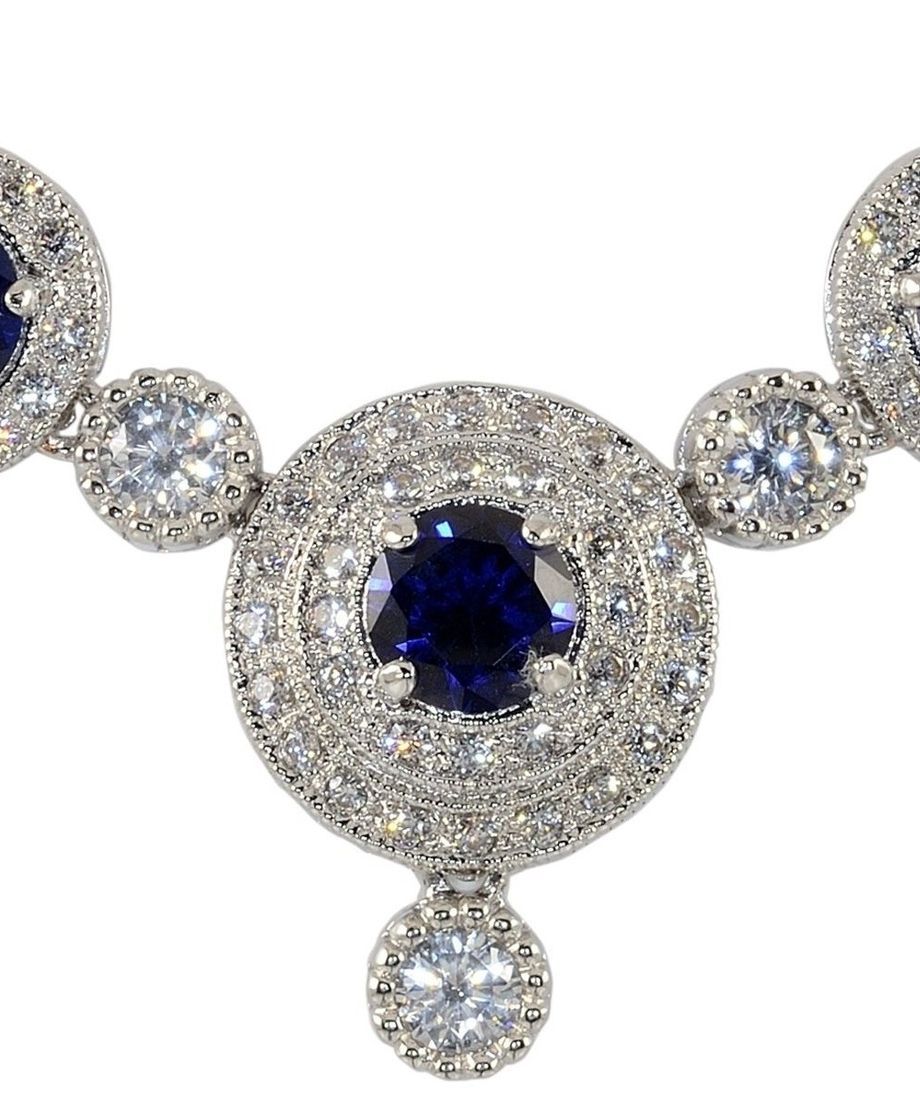 Collar de Circonitas en colores blanco y azul de plata de primera ley con un baño de rodio de la colección de exclusiva de Máximo Betro.