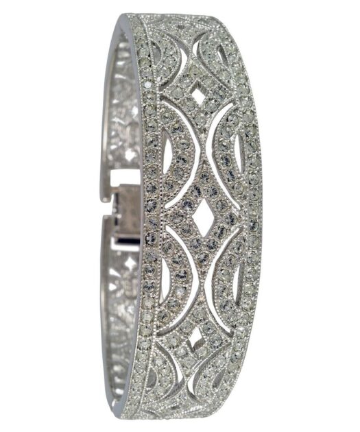 Brazalete clásico para novia de plata rodinada con cristal Swarovski
