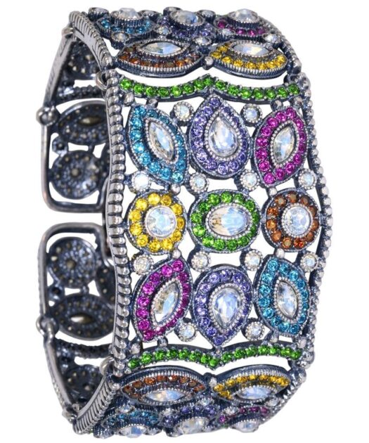 Brazalete con rosetas de colores de plata de ley con cristales Swarovski